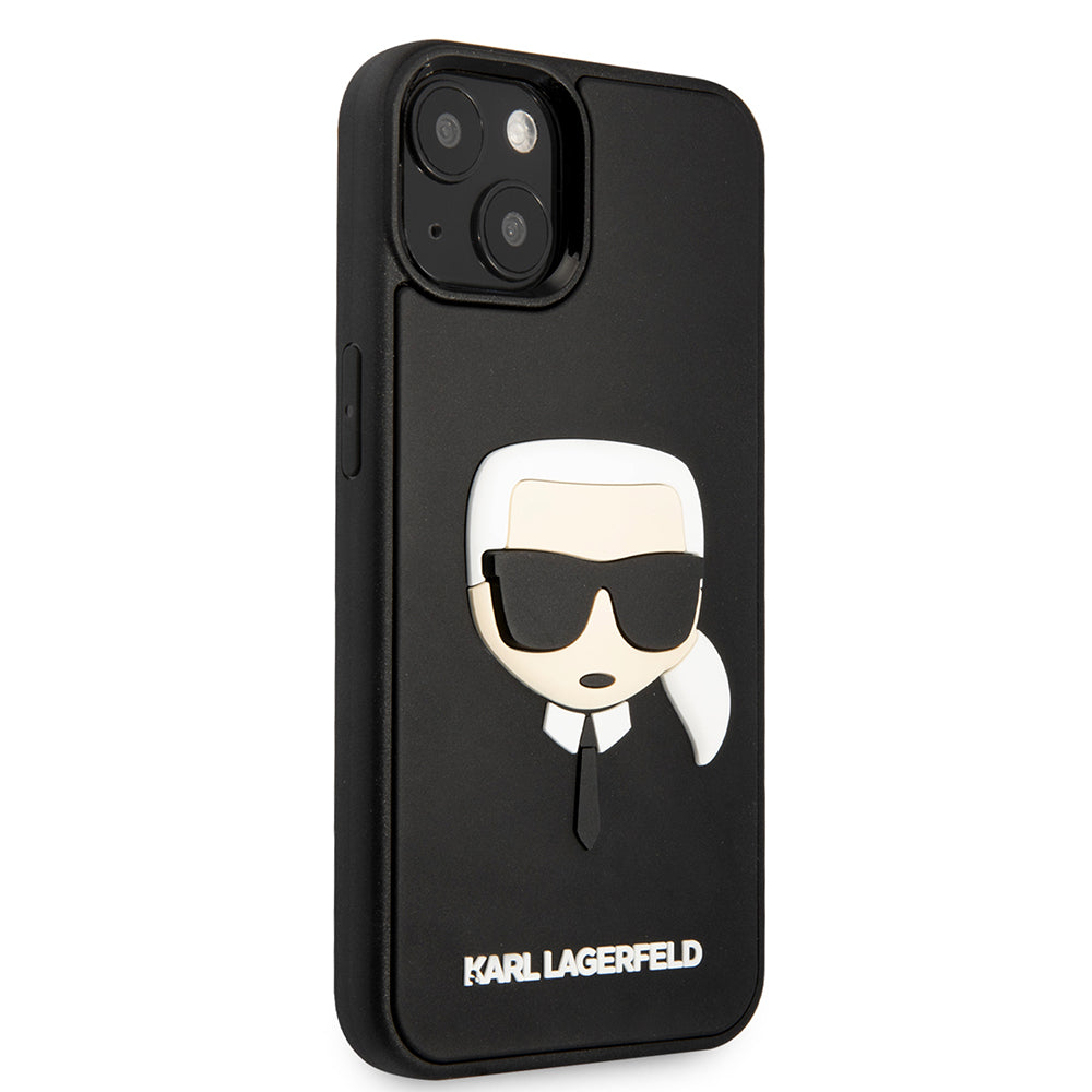 Hoes voor Apple iPhone 14 Plus, Karl Lagerfeld, 3D Rubber Karl's Head, Zwart