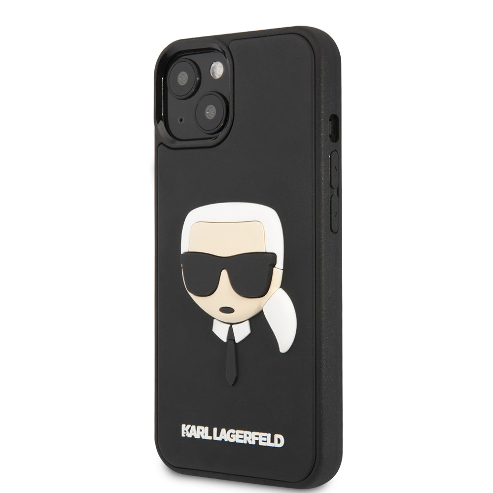 Hoes voor Apple iPhone 14 Plus, Karl Lagerfeld, 3D Rubber Karl's Head, Zwart