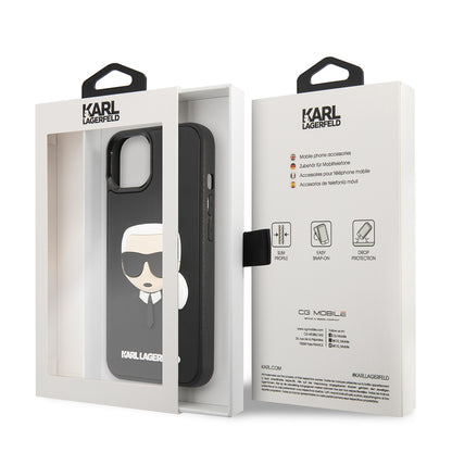 Hoes voor Apple iPhone 14 Plus, Karl Lagerfeld, 3D Rubber Karl's Head, Zwart
