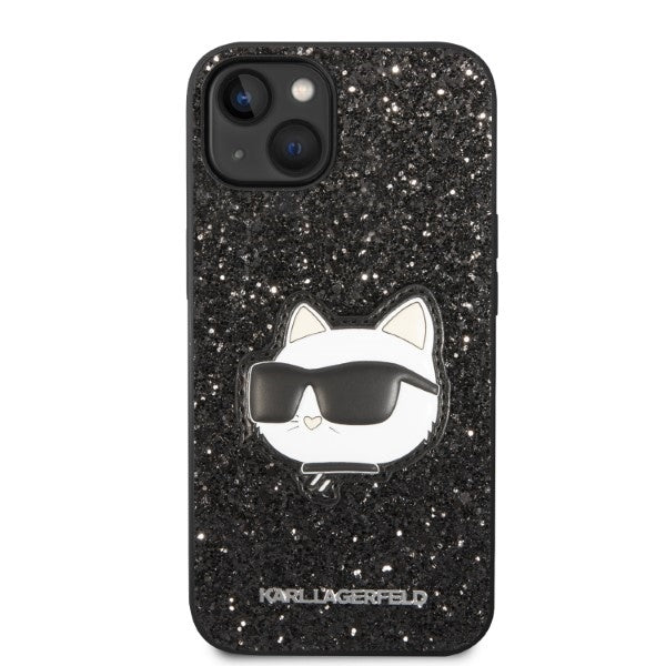 Hoes voor Apple iPhone 14 Plus, Karl Lagerfeld, Glitter Choupette Patch, Zwart