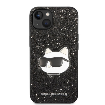 Hoes voor Apple iPhone 14 Plus, Karl Lagerfeld, Glitter Choupette Patch, Zwart