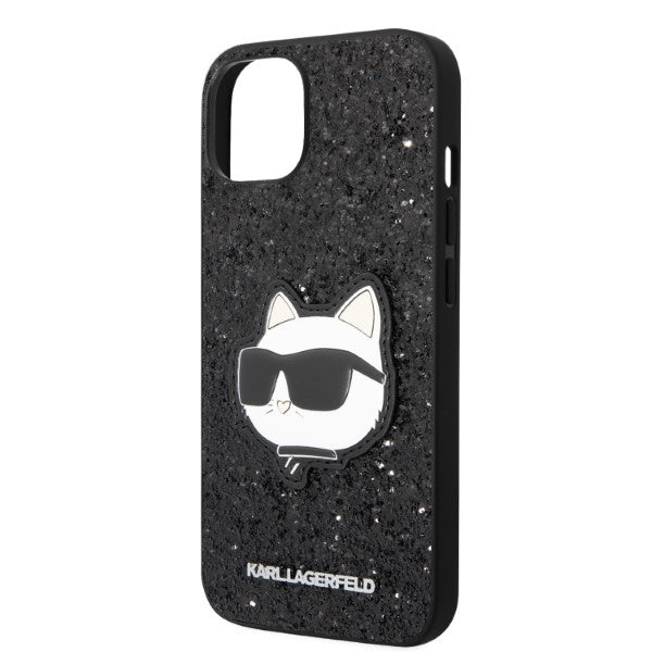 Hoes voor Apple iPhone 14 Plus, Karl Lagerfeld, Glitter Choupette Patch, Zwart