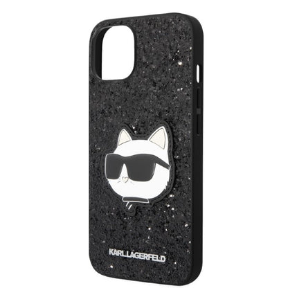 Hoes voor Apple iPhone 14 Plus, Karl Lagerfeld, Glitter Choupette Patch, Zwart
