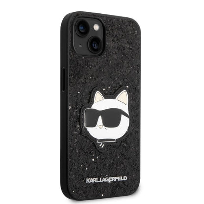 Hoes voor Apple iPhone 14 Plus, Karl Lagerfeld, Glitter Choupette Patch, Zwart