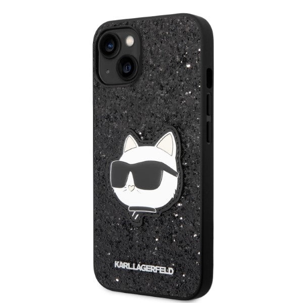 Hoes voor Apple iPhone 14 Plus, Karl Lagerfeld, Glitter Choupette Patch, Zwart
