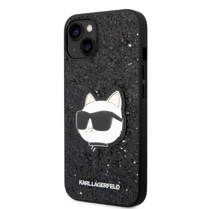 Hoes voor Apple iPhone 14 Plus, Karl Lagerfeld, Glitter Choupette Patch, Zwart
