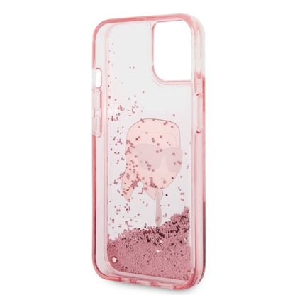 Hoes voor Apple iPhone 14 Plus, Karl Lagerfeld, Glitter Karl's Head, Roze