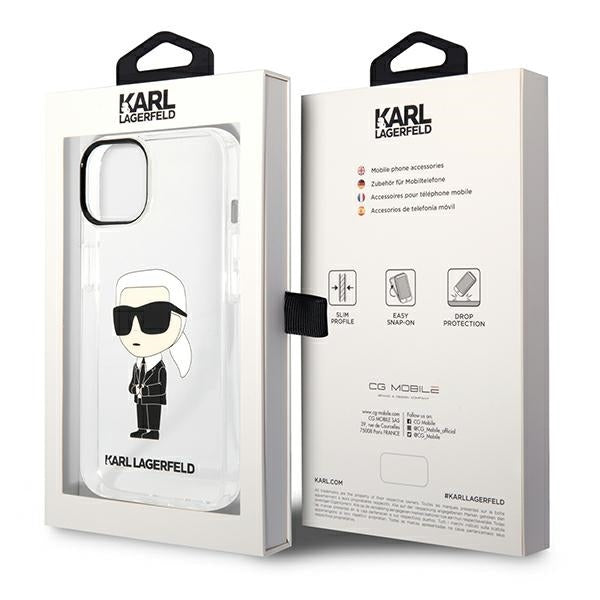 Hoes voor Apple iPhone 14 Plus, Karl Lagerfeld, Ikonik Karl, Transparant