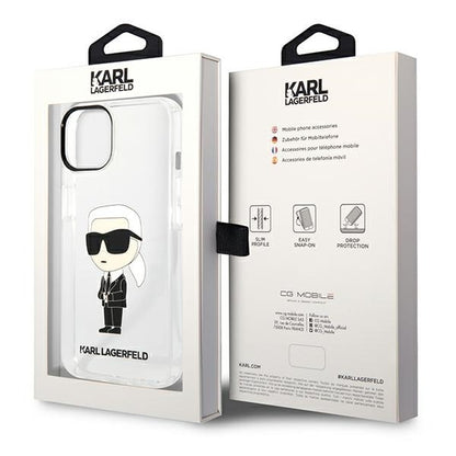 Hoes voor Apple iPhone 14 Plus, Karl Lagerfeld, Ikonik Karl, Transparant