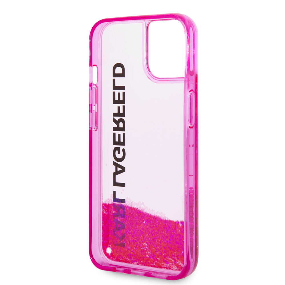 Case for Apple iPhone 14 Plus, Karl Lagerfeld, Liquid Glitter KL Logo, Pink