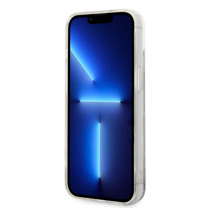 Hoes voor Apple iPhone 14 Plus, Karl Lagerfeld, Liquid Glitter Monogram, Zilverkleurig