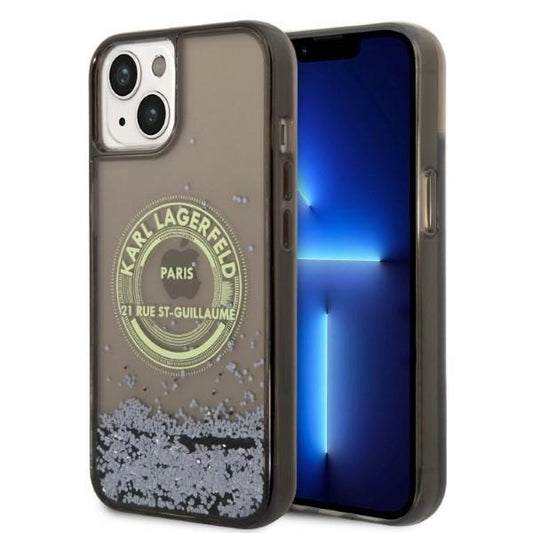 Hoes voor Apple iPhone 14 Plus, Karl Lagerfeld, Liquid Glitter RSG, Zwart