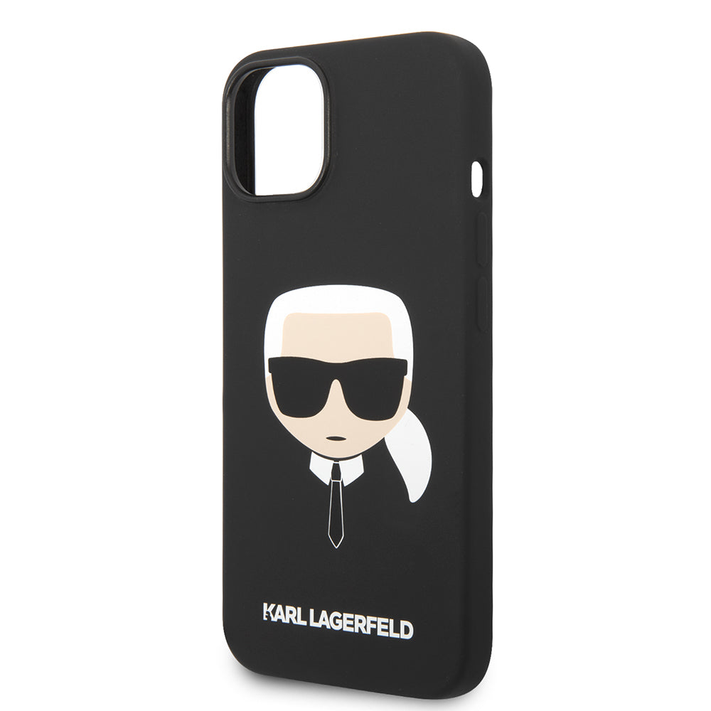 Hoes voor Apple iPhone 14 Plus, Karl Lagerfeld, Silicone Karl's Head, Zwart