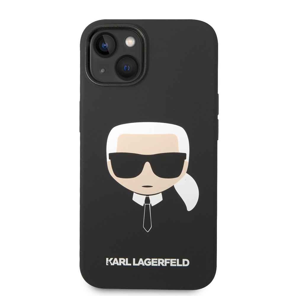 Hoes voor Apple iPhone 14 Plus, Karl Lagerfeld, Silicone Karl's Head, Zwart
