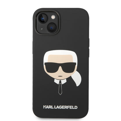 Hoes voor Apple iPhone 14 Plus, Karl Lagerfeld, Silicone Karl's Head, Zwart