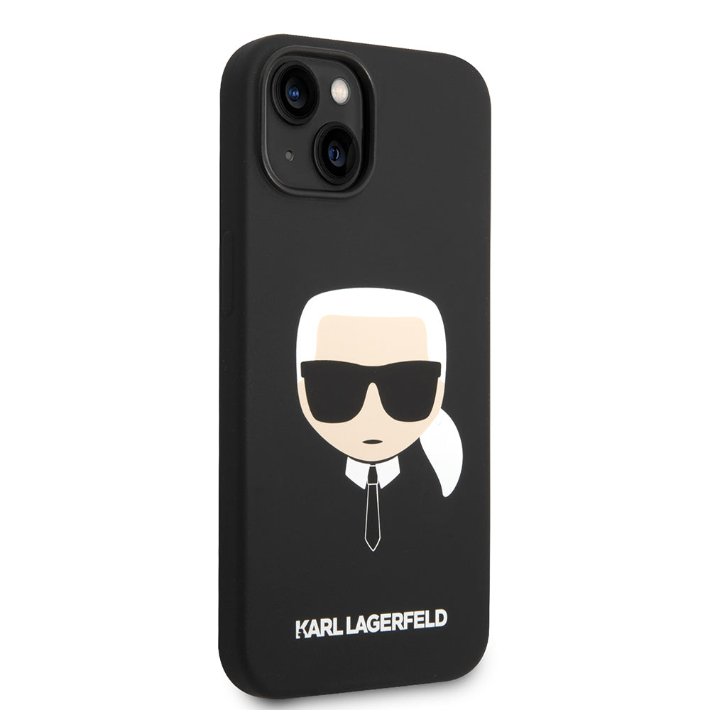 Hoes voor Apple iPhone 14 Plus, Karl Lagerfeld, Silicone Karl's Head, Zwart