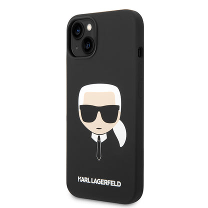 Hoes voor Apple iPhone 14 Plus, Karl Lagerfeld, Silicone Karl's Head, Zwart