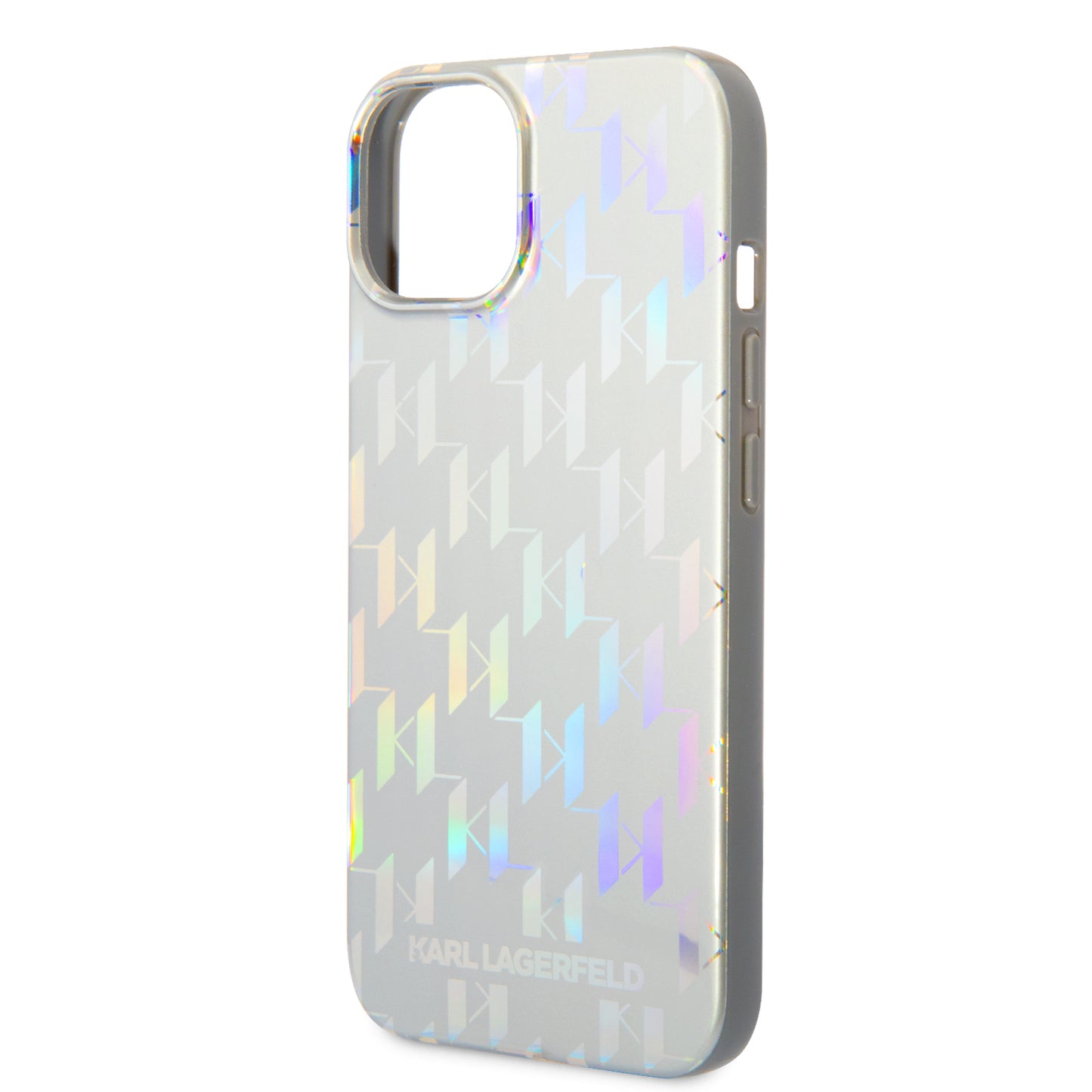 Hoes voor Apple iPhone 14 Plus, Karl Lagerfeld, Monogram Iridescent, Zilverkleurig