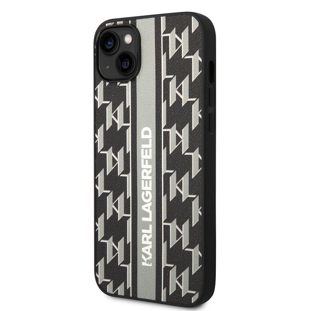 Hoes voor Apple iPhone 14 Plus, Karl Lagerfeld, Monogram Stripe, Gri