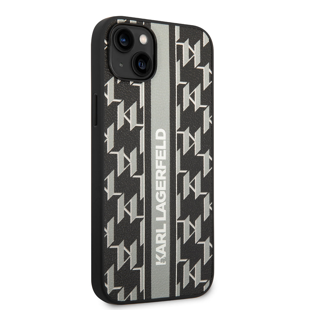 Hoes voor Apple iPhone 14 Plus, Karl Lagerfeld, Monogram Stripe, Gri