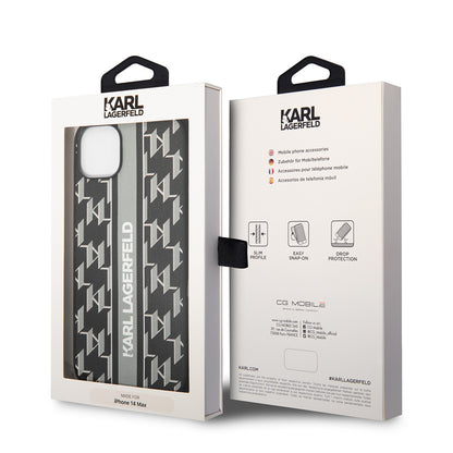 Hoes voor Apple iPhone 14 Plus, Karl Lagerfeld, Monogram Stripe, Gri