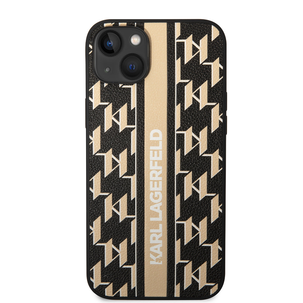 Hoes voor Apple iPhone 14 Plus, Karl Lagerfeld, Monogram Stripe, Bruin