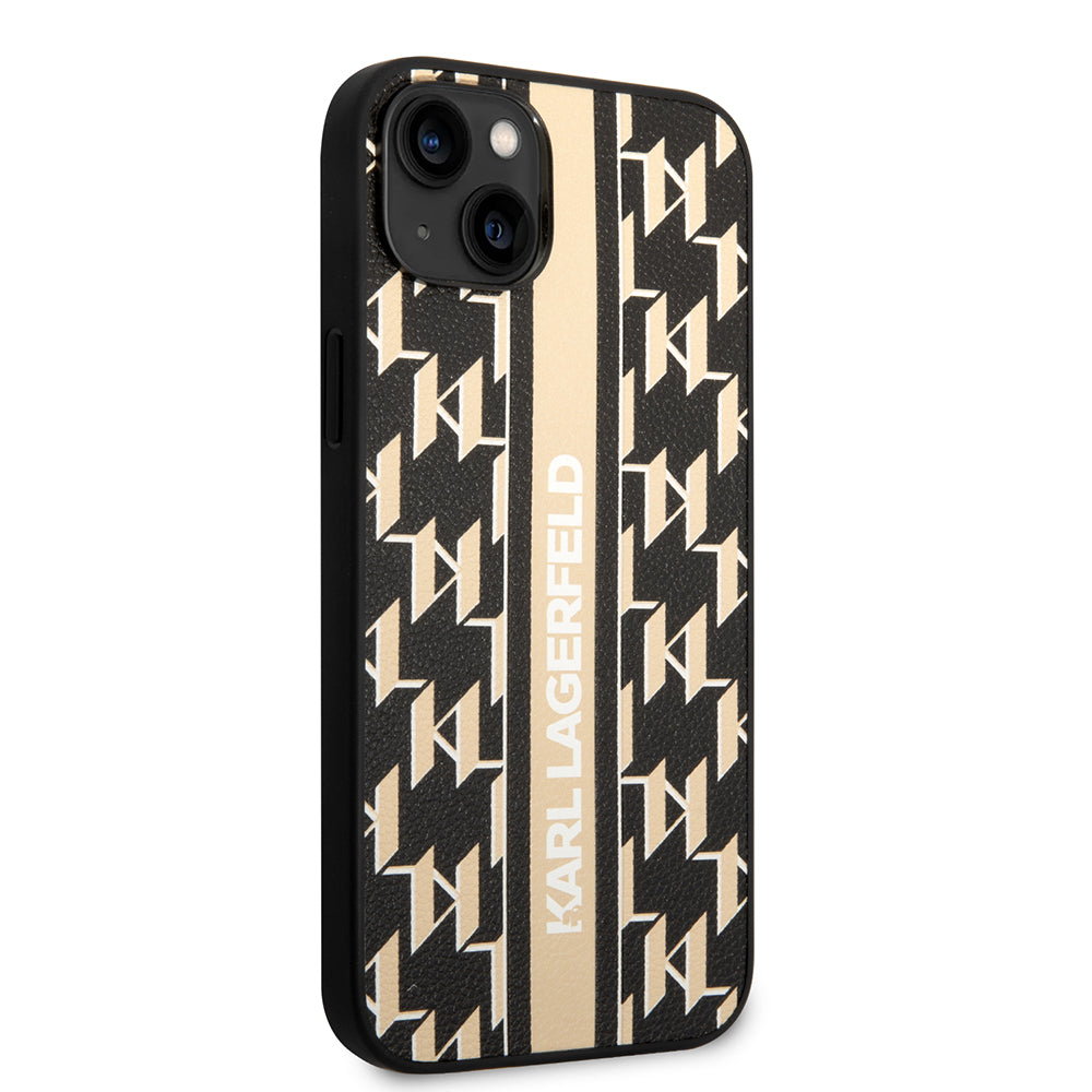 Hoes voor Apple iPhone 14 Plus, Karl Lagerfeld, Monogram Stripe, Bruin