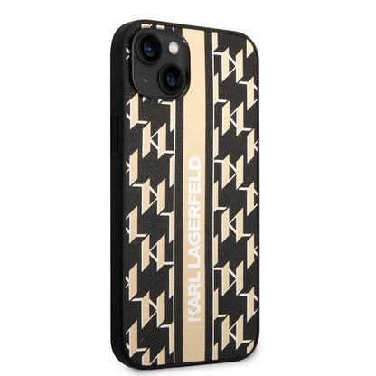 Hoes voor Apple iPhone 14 Plus, Karl Lagerfeld, Monogram Stripe, Bruin