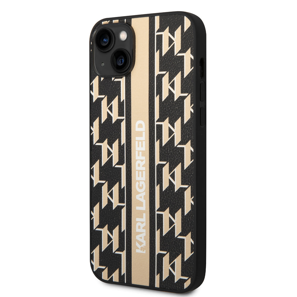Hoes voor Apple iPhone 14 Plus, Karl Lagerfeld, Monogram Stripe, Bruin