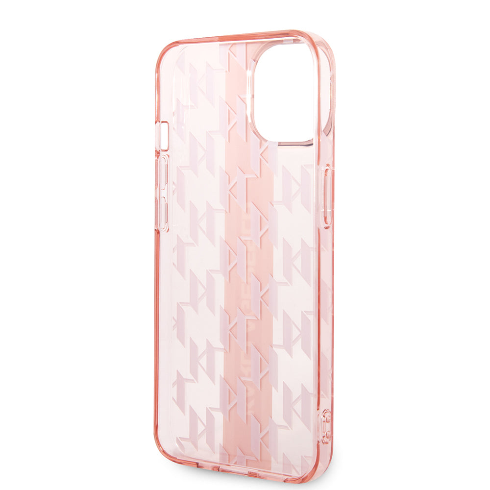 Hoes voor Apple iPhone 14 Plus, Karl Lagerfeld, Monogram Stripe, Roze