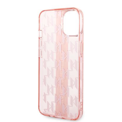 Hoes voor Apple iPhone 14 Plus, Karl Lagerfeld, Monogram Stripe, Roze