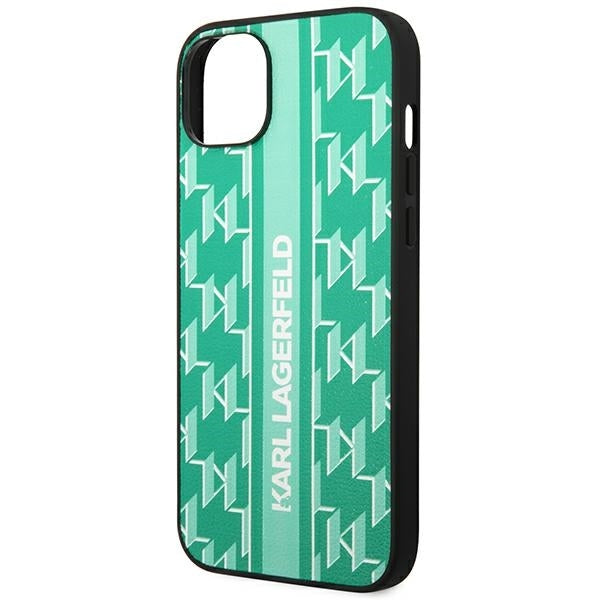 Hoes voor Apple iPhone 14 Plus, Karl Lagerfeld, Monogram Stripe, Groen