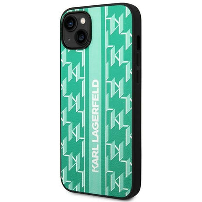 Hoes voor Apple iPhone 14 Plus, Karl Lagerfeld, Monogram Stripe, Groen