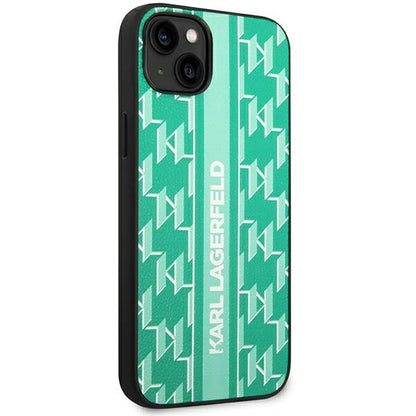 Hoes voor Apple iPhone 14 Plus, Karl Lagerfeld, Monogram Stripe, Groen