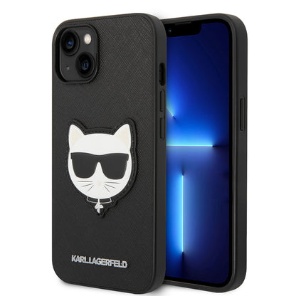 Hoes voor Apple iPhone 14 Plus, Karl Lagerfeld, Saffiano Choupette's Head, Zwart