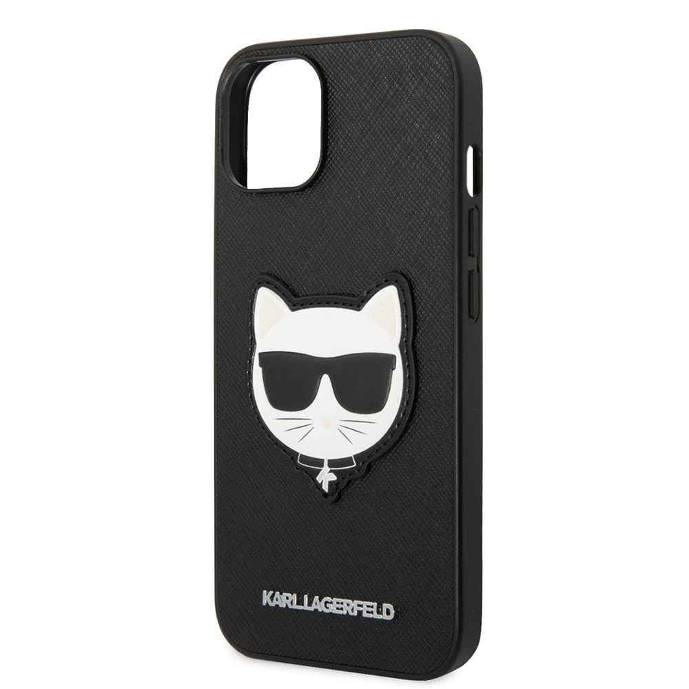 Hoes voor Apple iPhone 14 Plus, Karl Lagerfeld, Saffiano Choupette's Head, Zwart