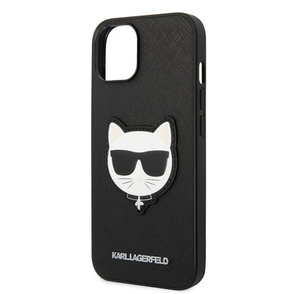 Hoes voor Apple iPhone 14 Plus, Karl Lagerfeld, Saffiano Choupette's Head, Zwart