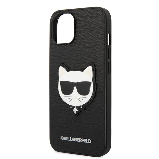 Hoes voor Apple iPhone 14 Plus, Karl Lagerfeld, Saffiano Choupette's Head, Zwart