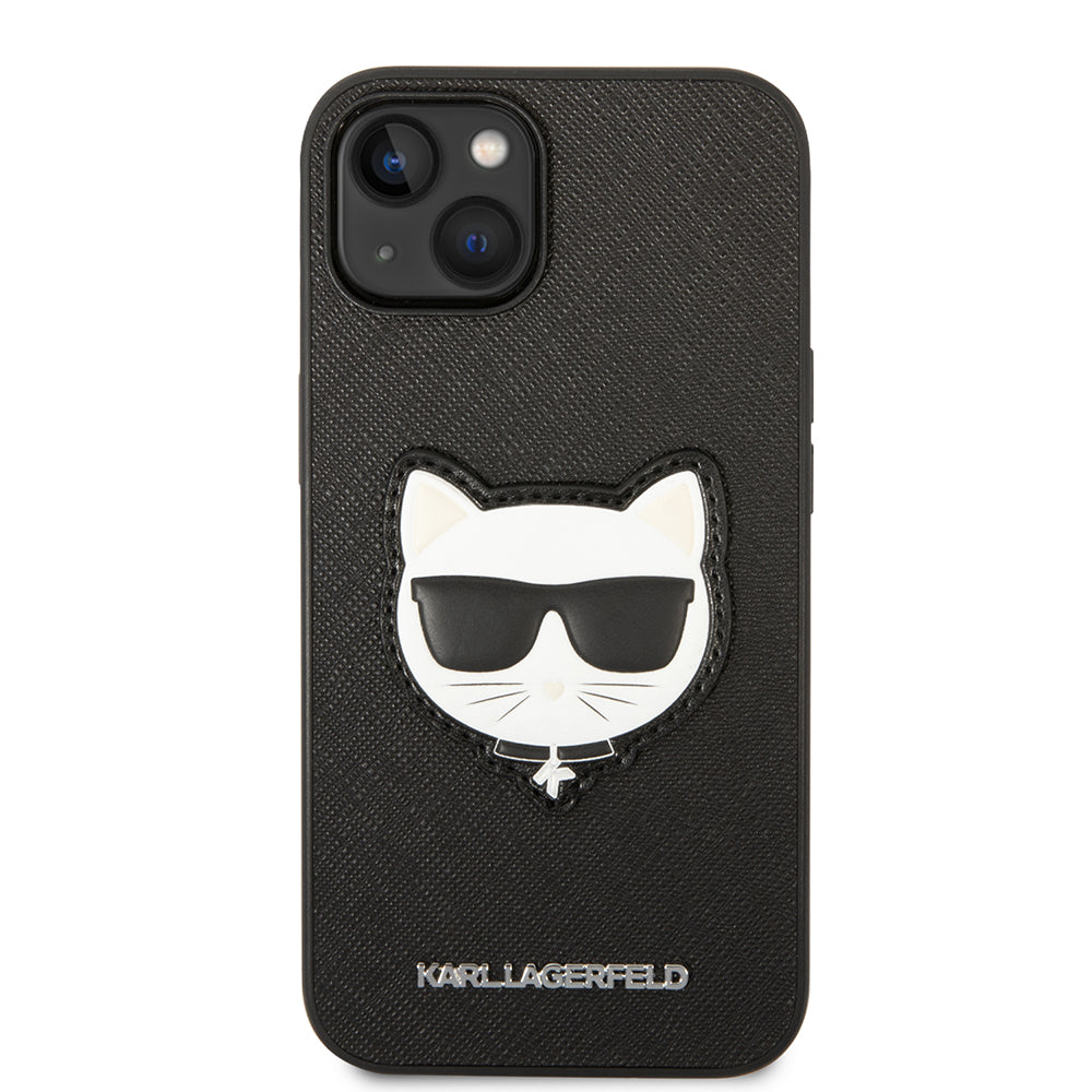 Hoes voor Apple iPhone 14 Plus, Karl Lagerfeld, Saffiano Choupette's Head, Zwart