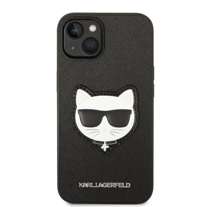 Hoes voor Apple iPhone 14 Plus, Karl Lagerfeld, Saffiano Choupette's Head, Zwart