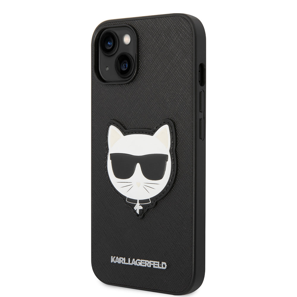 Hoes voor Apple iPhone 14 Plus, Karl Lagerfeld, Saffiano Choupette's Head, Zwart