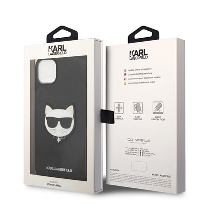 Hoes voor Apple iPhone 14 Plus, Karl Lagerfeld, Saffiano Choupette's Head, Zwart