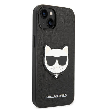 Hoes voor Apple iPhone 14 Plus, Karl Lagerfeld, Saffiano Choupette's Head, Zwart