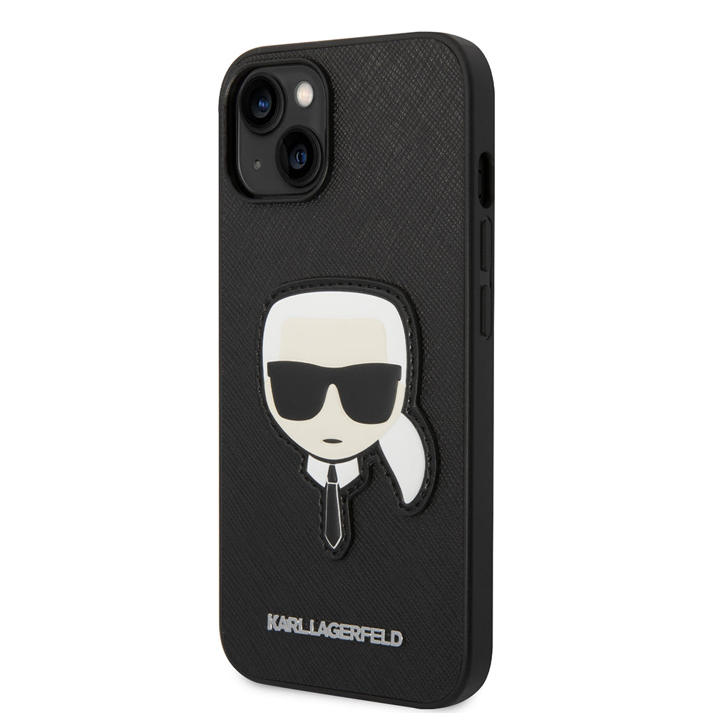 Hoes voor Apple iPhone 14 Plus, Karl Lagerfeld, Saffiano Karl's Head, Zwart