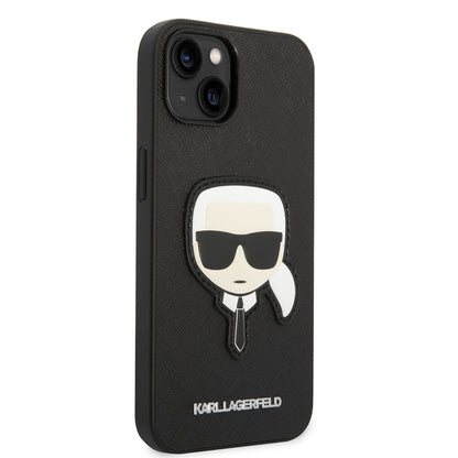Hoes voor Apple iPhone 14 Plus, Karl Lagerfeld, Saffiano Karl's Head, Zwart