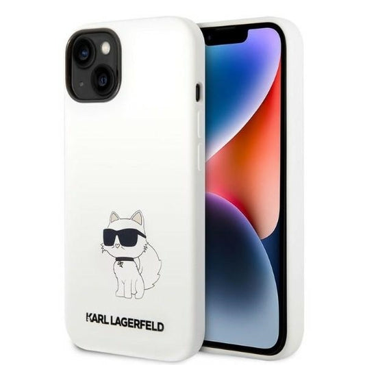 Hoes voor Apple iPhone 14 Plus, Karl Lagerfeld, Silicone Choupette, Wit