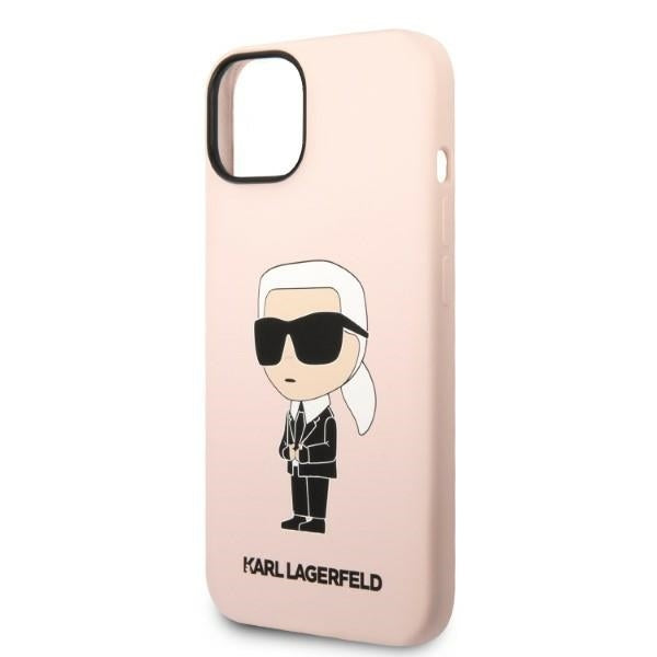 Hoes voor Apple iPhone 14 Plus, Karl Lagerfeld, Silicone Ikonik Karl, Roze