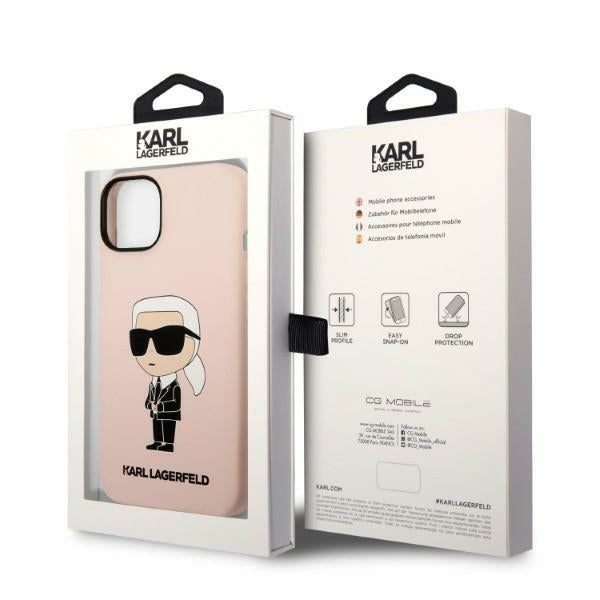 Hoes voor Apple iPhone 14 Plus, Karl Lagerfeld, Silicone Ikonik Karl, Roze