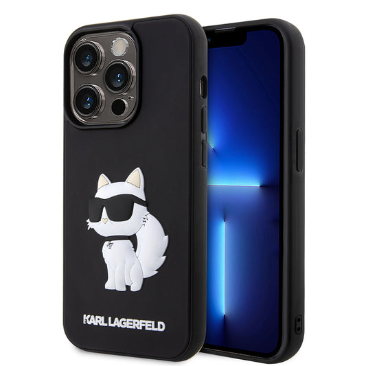 Hoes voor Apple iPhone 14 Pro, Karl Lagerfeld, 3D Rubber Choupette, Zwart