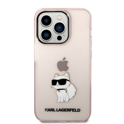 Hoes voor Apple iPhone 14 Pro, Karl Lagerfeld, Ikonik Choupette, Roze